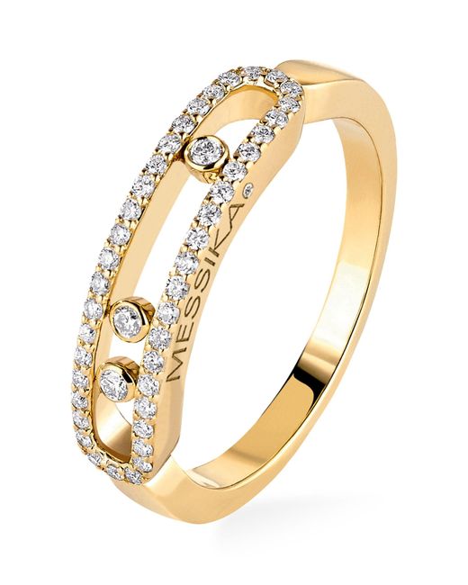 Messika Metallic Yellow Gold And Diamond Baby Move Classique Pavé Ring