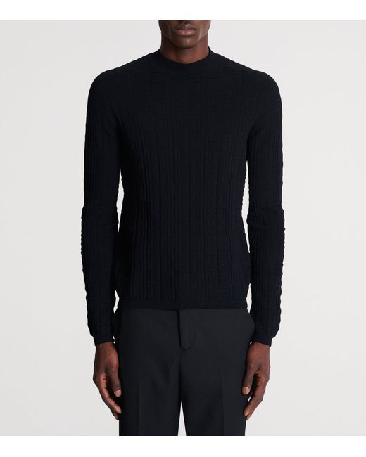 Balmain Black Silk-Cotton Pb Sweater for men
