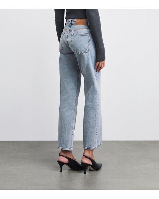 7 For All Mankind Blue Calie Mid-Rise Straight Jeans