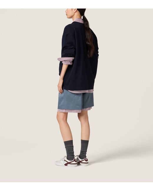Miu Miu Blue Cotton Contrast Collar Polo Shirt