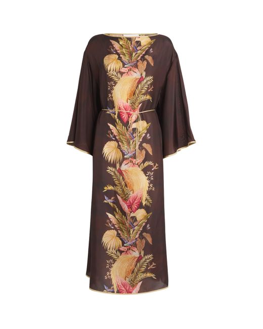 Zimmermann Brown Palm Ascension Tunic Midi Dress