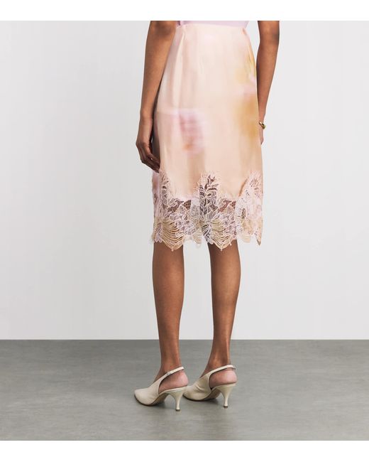 Fabiana Filippi White Silk Printed Midi Skirt