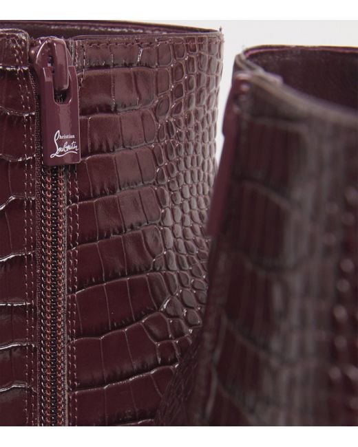 Christian Louboutin Brown Miss Z Booty Alligator-Embossed Leather Ankle Boots 100