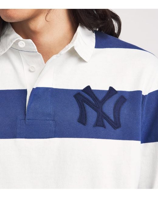 Polo Ralph Lauren Blue X Yankees Cotton Stripe Rugby Polo Shirt for men