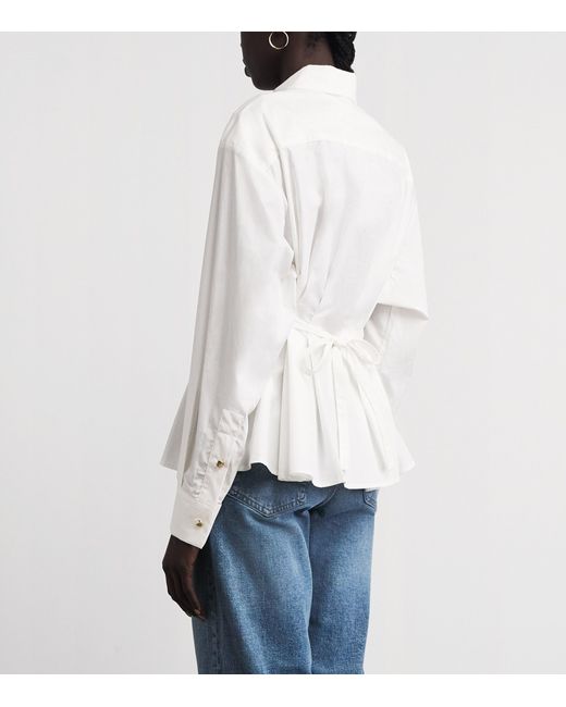 Maje White Cotton Fitted Lace-Up Shirt