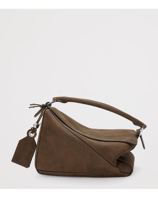Loewe Brown Small Suede Featherlight Puzzle Top-Handle Bag