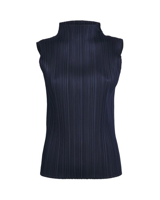 Pleats Please Issey Miyake Blue New Colorful Basics 4 Sleeveless Top