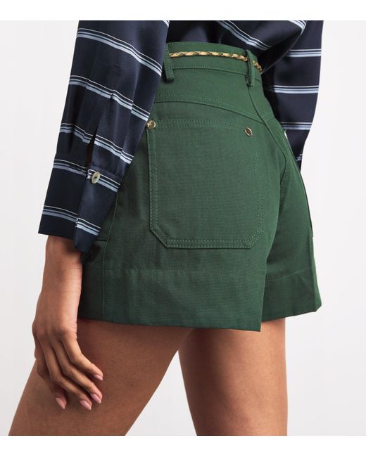 Sandro Green Cotton Drawstring Shorts