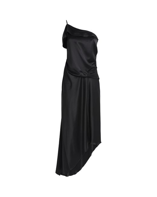 Camilla & Marc Black Silk Asymmetric Odessa Maxi Dress