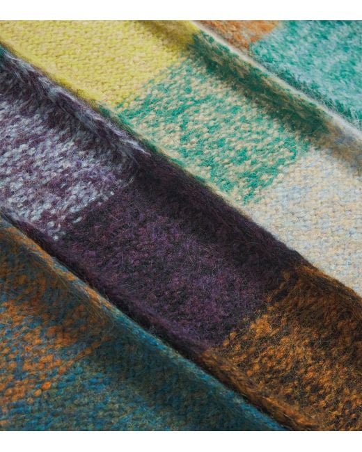 Dries Van Noten Blue Alpaca-Blend Patchwork Scarf for men