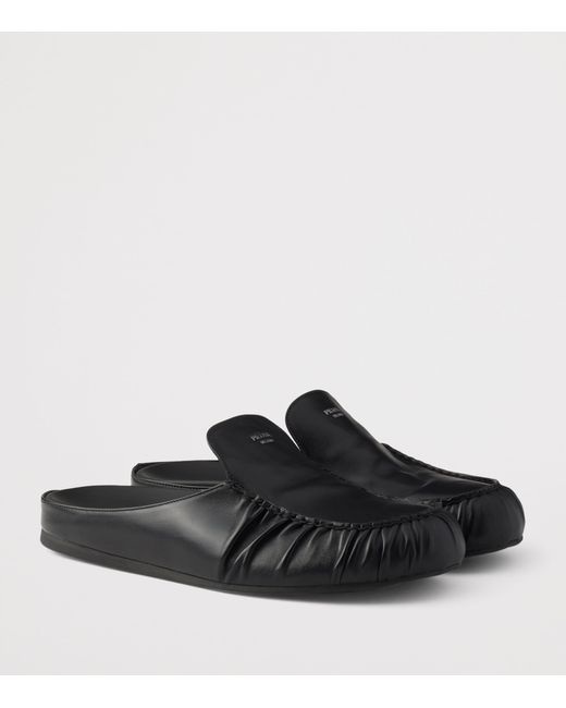 Prada Black Leather Mules for men
