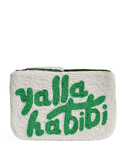 The Jacksons Green Beaded Yalla Habibi Clutch Bag
