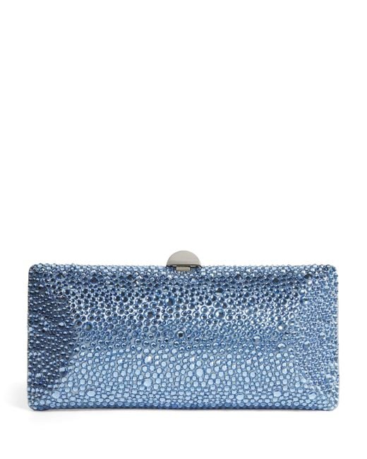 Rodo Blue Silk Crystal Clutch Bag
