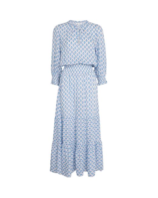 Heidi Klein Blue Smocked Croisette Maxi Dress