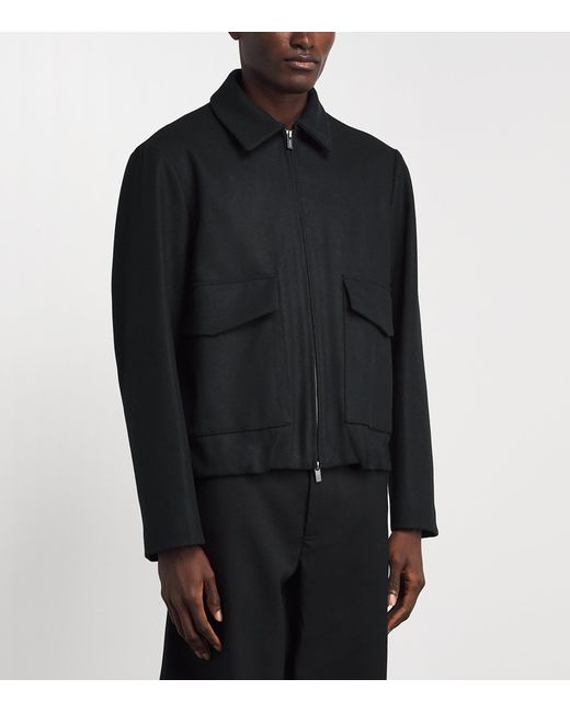 Barena Black Wool-Blend Tailored Bomber Jacket for men