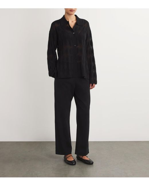Leset Black Cotton Straight Trousers