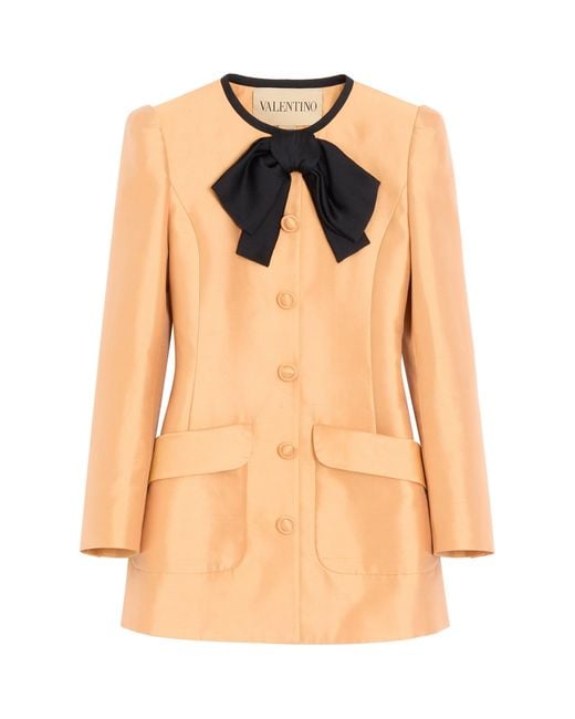 Valentino Orange Silk Bow-Tie Jacket