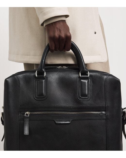 Officine Creative Black Leather Jules Briefcase for men