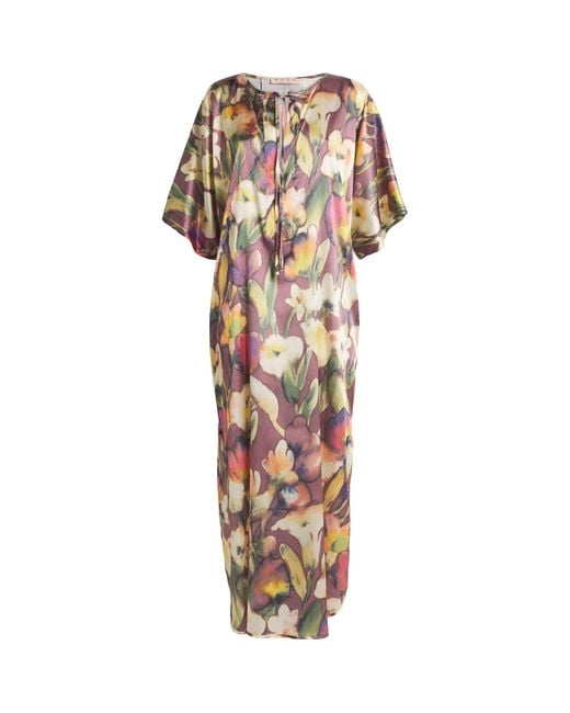 Shan Multicolor Silk Floral Maxi Kaftan