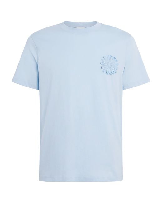 Sandro Blue Cotton Crochet T-Shirt for men