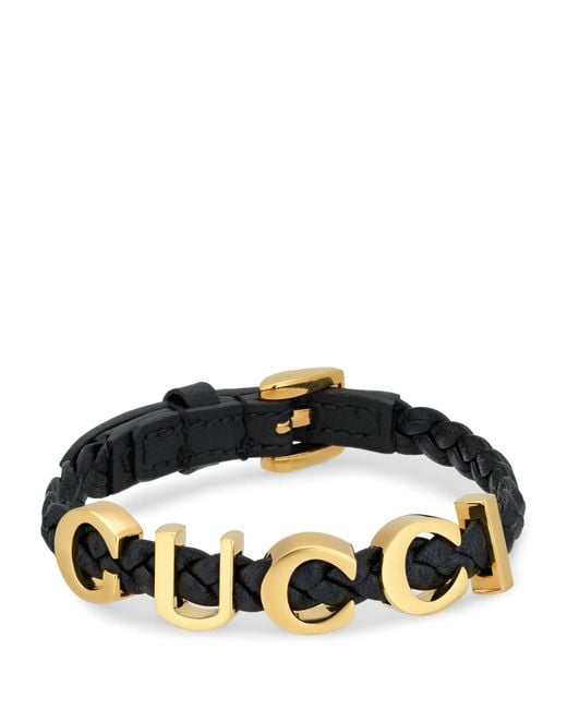 Gucci Green Leather Logo Bracelet for men
