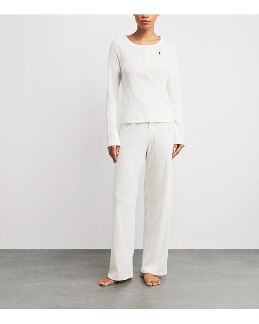 Polo Ralph Lauren White Cotton Henley Pyjama Set