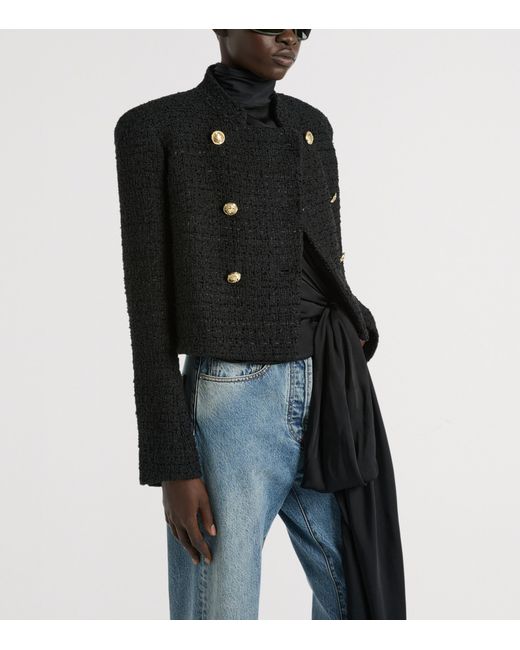 Balmain Black Tweed Officer Jacket