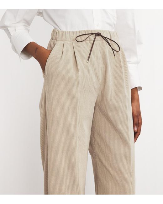 Max Mara Natural Corduroy Drawstring Trousers