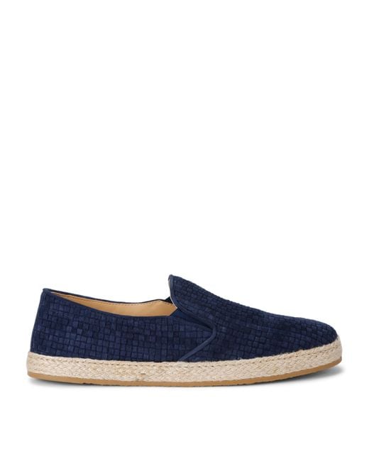 Brunello Cucinelli Blue Dark Slip-On Woven Suede Espadrilles for men