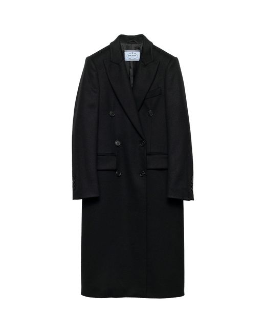 Prada Black Cashmere Double-Breasted Coat