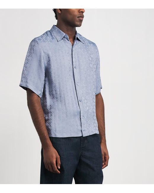 Sandro Blue Jacquard Cross Short-Sleeve Shirt for men