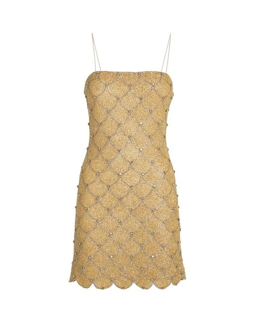 Alice + Olivia Natural Embellished Nina Mini Dress