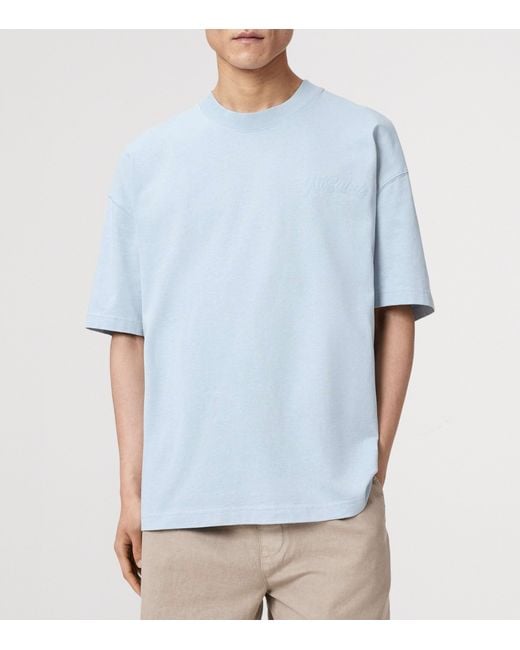 AllSaints Blue Organic Cotton Oversized Odyssey T-Shirt for men