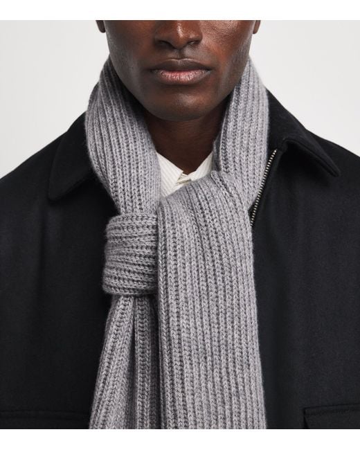 Johnstons Gray Cashmere Lovat Ribbed Scarf for men