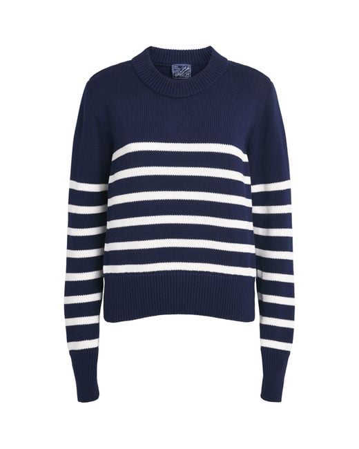 With Nothing Underneath Blue Cotton Devon Sweater