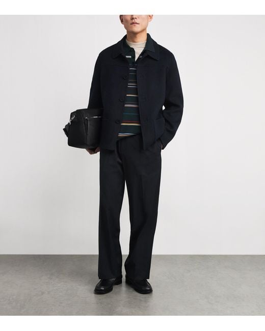 Sandro Blue Double-Face Wool Worker Jacket for men