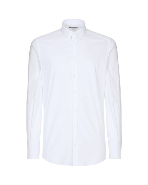 Dolce & Gabbana White Stretch-cotton Shirt for men