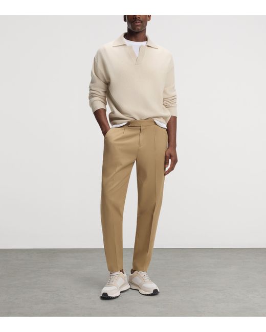 Boss White Virgin Wool Polo Sweater for men