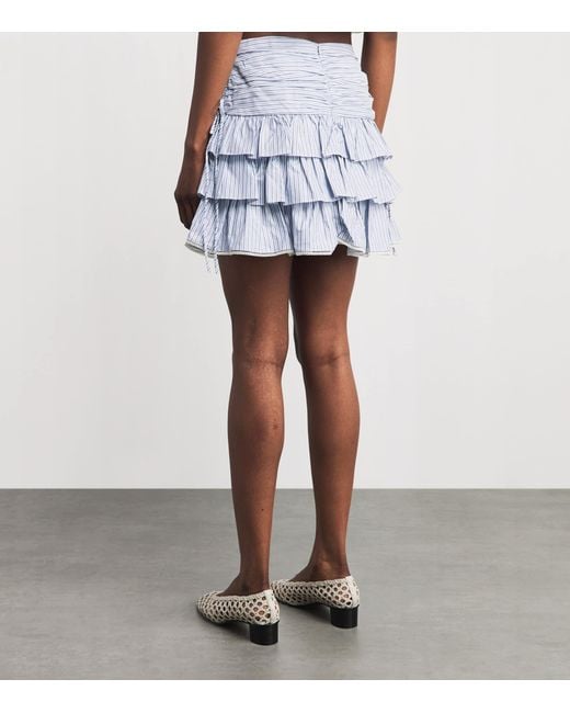 Sandro White Cotton Stripe Mini Skirt