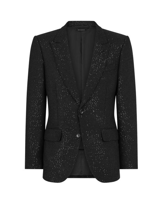 Tom Ford Men's Black Virgin Wool-Blend Sequinned Blazer