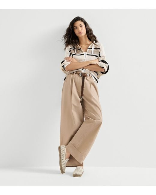 Brunello Cucinelli Natural Pleated Trousers