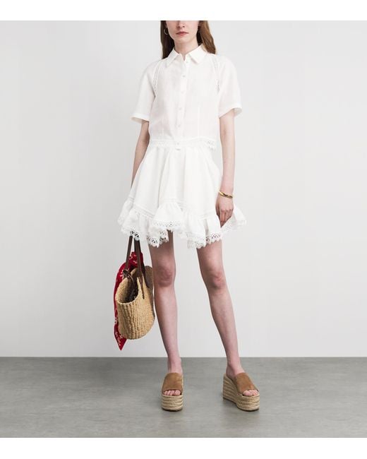 Claudie Pierlot White Lace-Trim Cropped Shirt