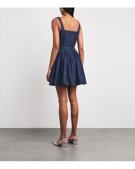 Maje Blue Denim Embellished Mini Dress