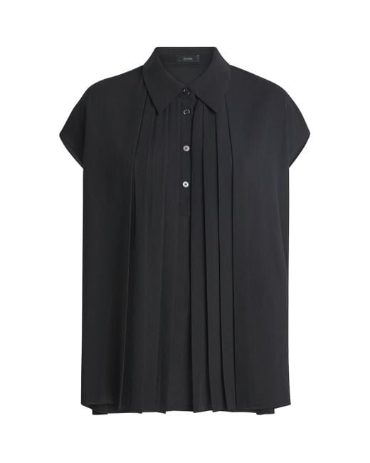 Joseph Black Pleated Antin Blouse