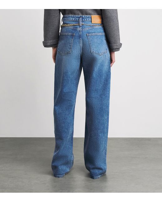 Maje Blue Chain-Detail High-Rise Wide-Leg Jeans