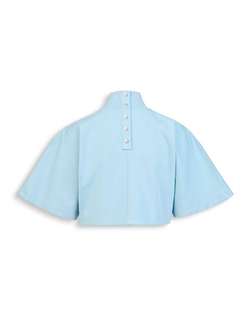 Alaïa Blue Cotton Cropped T-Shirt