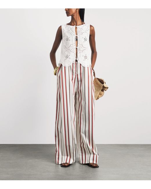 Matteau White Broderie Anglais Sleeveless Blouse
