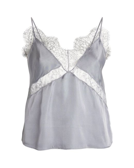 Anine Bing Gray Lace-trim Amelie Cami Top