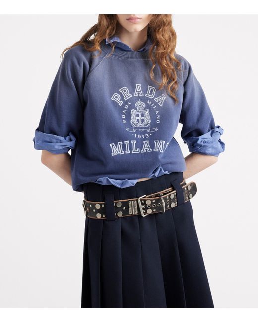 Prada Blue Cotton Logo T-Shirt