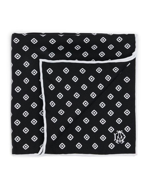 Dunhill Black Mulberry Silk Polka Dot Pocket Square for men